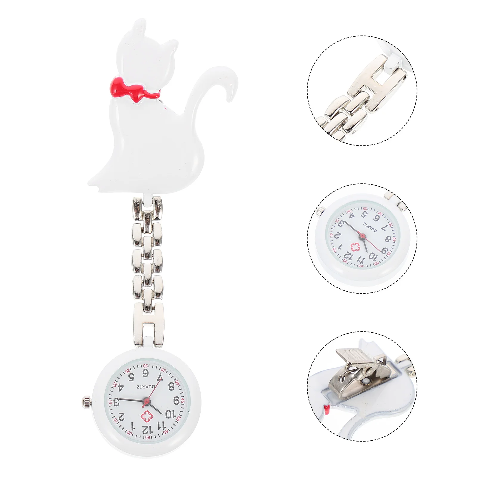 

Lovely Cat Quartz Watch Hanging Wall Clock for Nurses Students Lightweight Reliable Nurse Pocket Watch Accurate Timing Simple