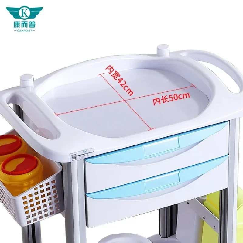 High Quality Hospital ABS Plastic Emergency Rescue Crash Cart More Drawers Medical Trolley With Lock