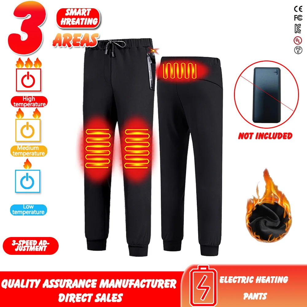 Outdoor Sports Cycling Intelligent Three Zone Electric Heating Warm Pants Men's Waterproof USB Charging Winter Warm Pants