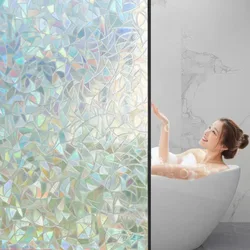 Frosted Anti Peeping Window Privacy Film Rainbow Window Clings 3D Decorative Window Stained Glass Windows Decals Static Cling