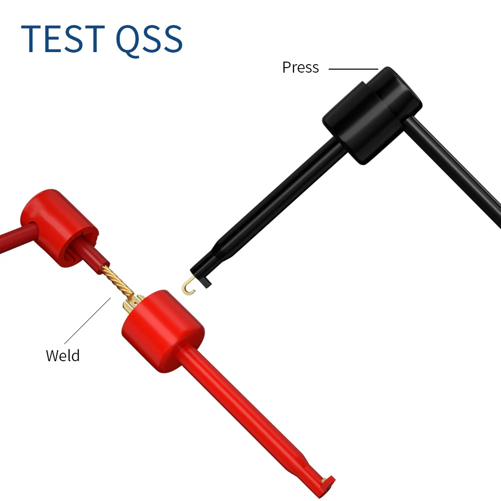 QSS 10PCS SMD IC 테스트 후크 클립 멀티 미터 전기 테스트 리드 도구 용 미니 구리 그래버 DIY 액세서리