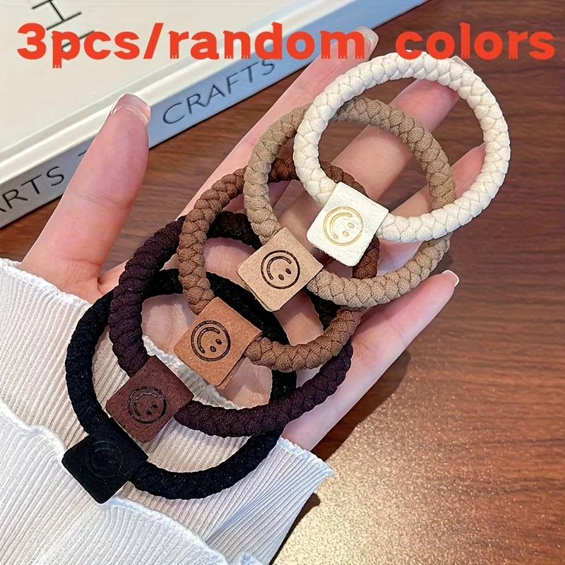 

3-Piece Minimalist Twist Hair Rope Set Soft High Elastic Hair Rings Casual Versatile Ponytail Bun Hair Rings Ladies Hair Rings Girls Hair Rings (Random Colors)