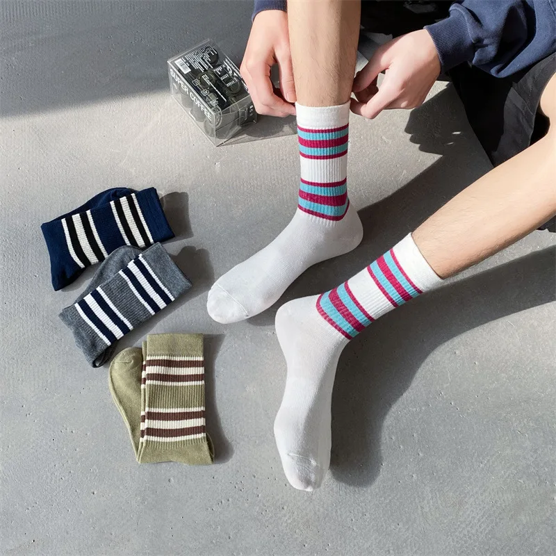 

Men'S Stockings Color Match Middle Barrel Cotton Socks Sport Leisure Absorb Sweat Basketball Socks Unisex Uniform Size Ventilate