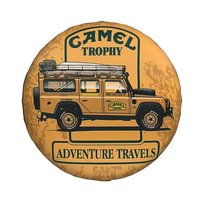 Custom Camel Trophy Defender 110 Spare Tire Cover for Pajero Moto Yellow 4x4 Trailer Car Wheel Protector 14