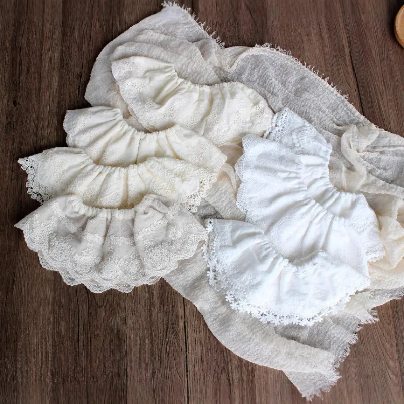 Babero de bebé vintage chino-francés: cuello de encaje bordado, banda elástica 100% algodón agradable para la piel, elegante para niñas