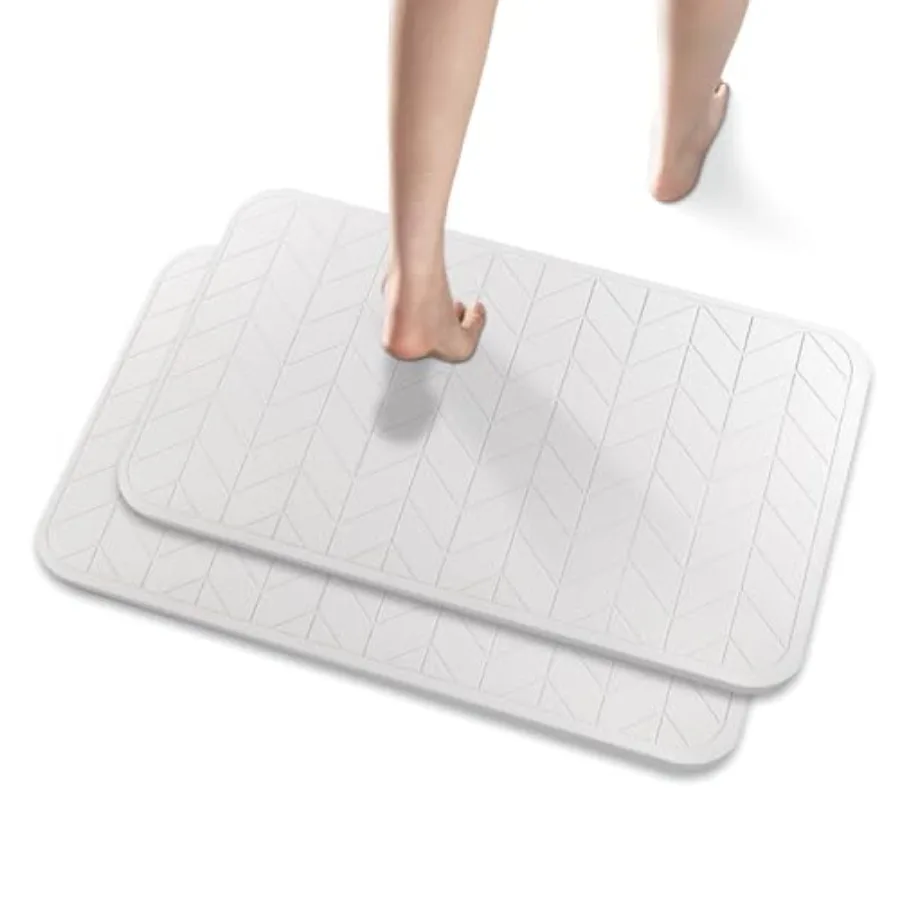 

2 упаковки коврика для душа с диатомовой землей, каменный коврик для ванной, нескользящий, супервпитывающий, быстросохнущий, жесткий коврик для ванной для пола в ванной комнате