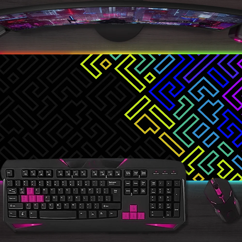 

Game Lines Maze lines Geometric Mouse Pad Gaming MousePad LED Table Pads Micro USB Backlit Rubber RGB Desk Mats Desktop XXL