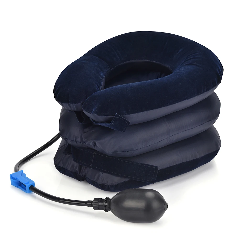 Neck Stretcher 3 Layers Neck Massager Corrector Air Inflatable Cervical Vertebra Therapy Traction Soft Brace Pain Relief Pillow