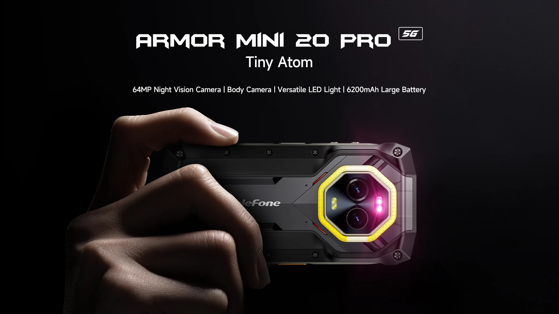 Ulefone Armor Mini 20 Pro 5G NFC 4.7" Rugged 64MP Night Camera Android 14 Smartphone 6200mAh 16GB+256GB Mobile Phone Global