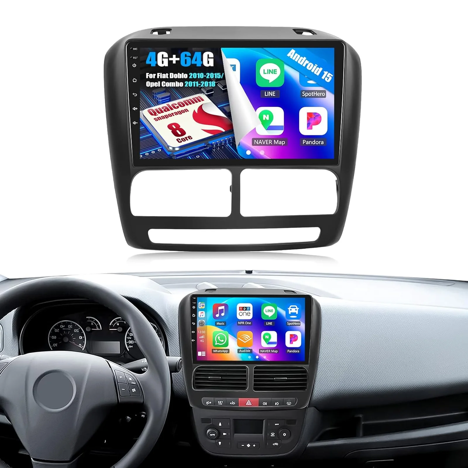 MOPECT Für Fiat Doblo 2 2010-2014 Opel Combo 3 2011-2018 CarPlay Apple Android Auto Autoradio GPS WiFi Multimedia Stereo 2din