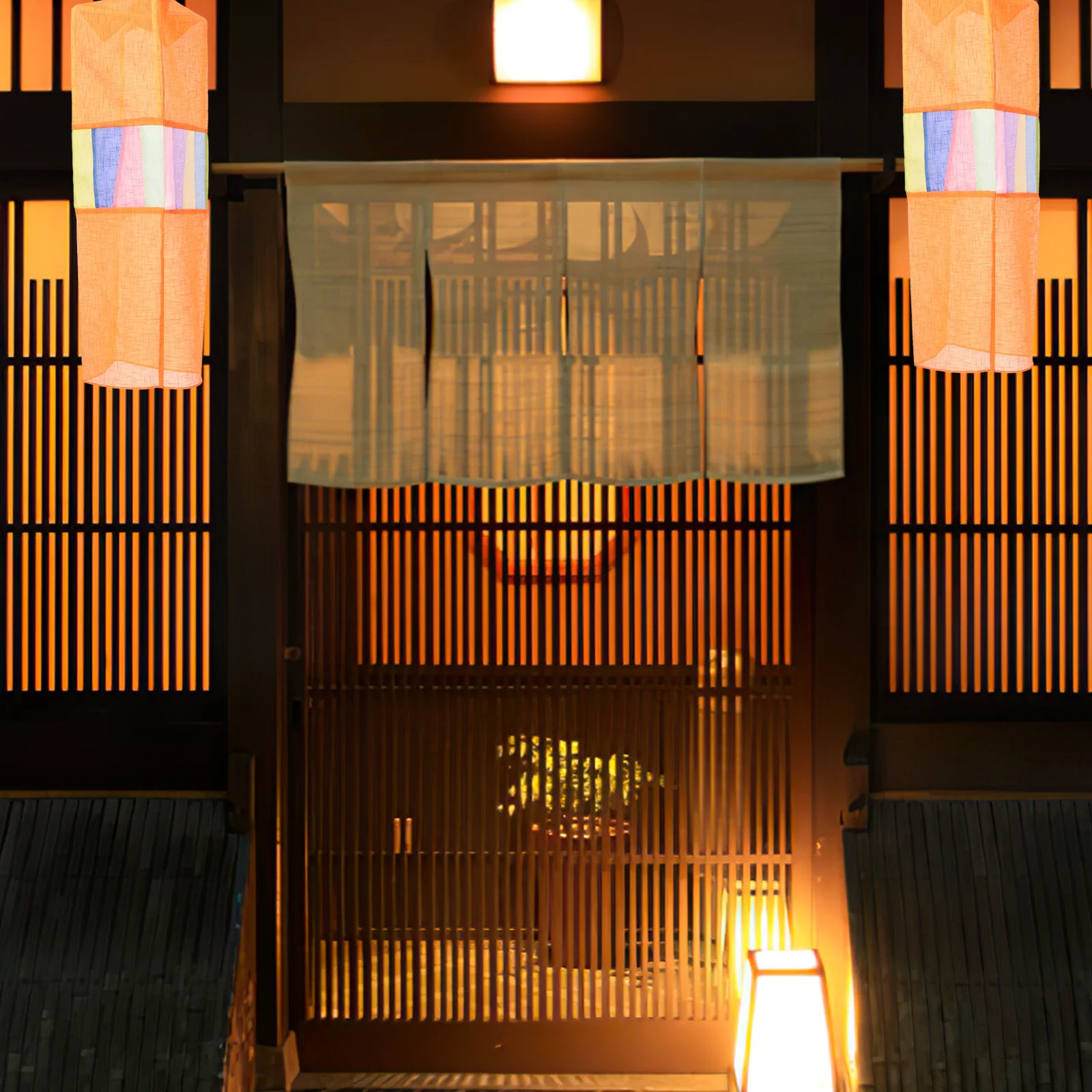 

Lantern Pendant Korean Ornament Wall Decoration Hanging for Restaurant Orange Decorative