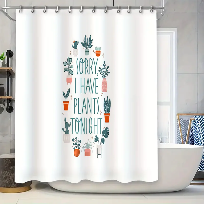 Botanical Shower Curtain Tropical Leaves Pattern Nature Theme Bathroom Decor Waterproof Fabric Vintage Farmhouse Style Home Text