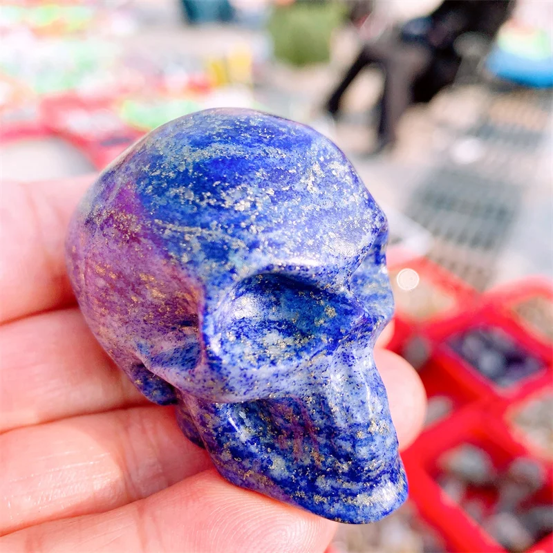 

Natural Lapis Lazuli Skull, Crystal Carved, Reiki Healing Gemstone, Figurine Crafts, Home Decor, Ornament Gift, 2inch, 1PC