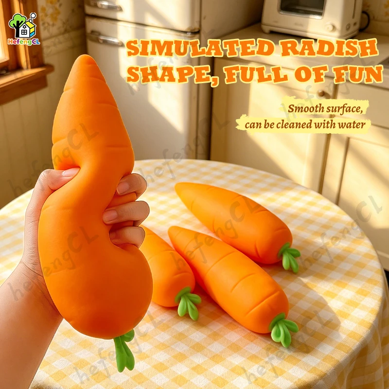 HefengCL Oversized Carrot Squishy Toys,TPR Soft Fidget Toy,Stress Relief Toy for Adults Kids,Gift for Classroom Party Holiday