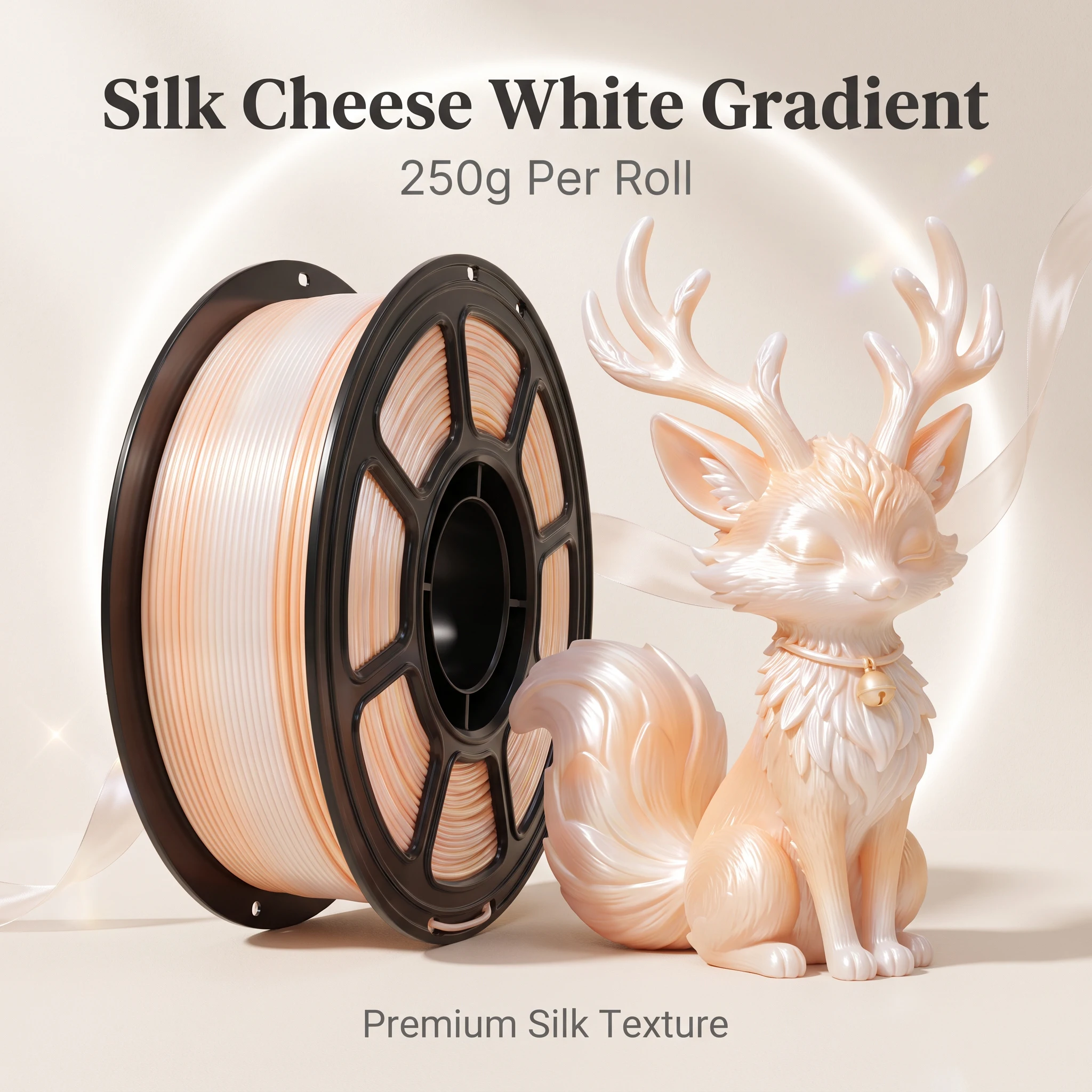 Silk PLA 3D Printer Filament 250g 1.75mm Cheese White Green‑White Gradient Shiny 3D Printing Material For FDM 3D Printers