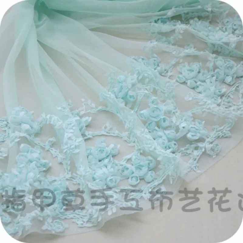 0.5Meters Pink White Green Puff Skirt Fabric 3D Mesh Pleated Clothing Skirt Baby Doll Clothes Dress Sewing Lace Accessories 45cm