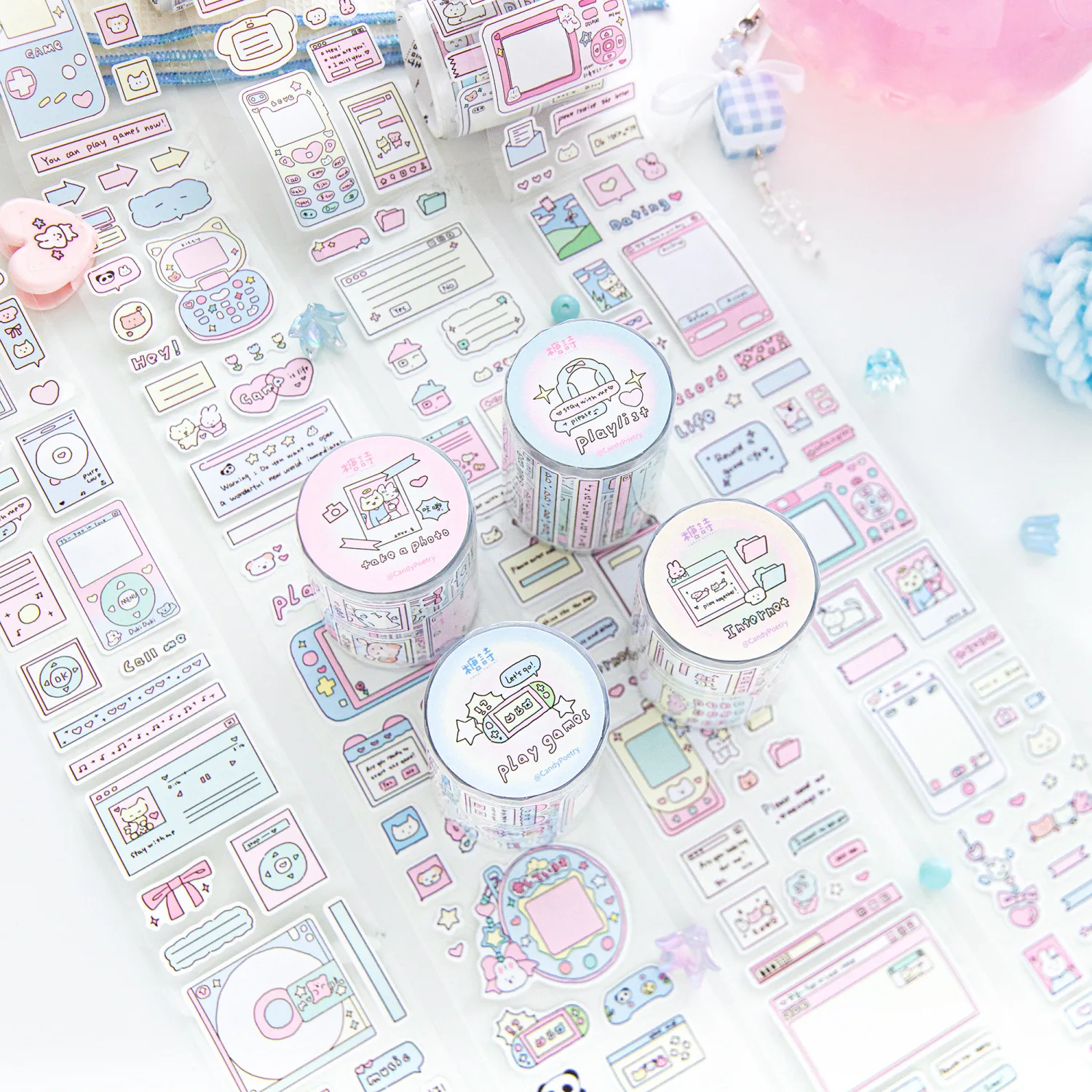 

Mr Paper 4rolls/bag die cutting row waste tape ins style stickers cute goo card collage handbook decorative material DIY diary