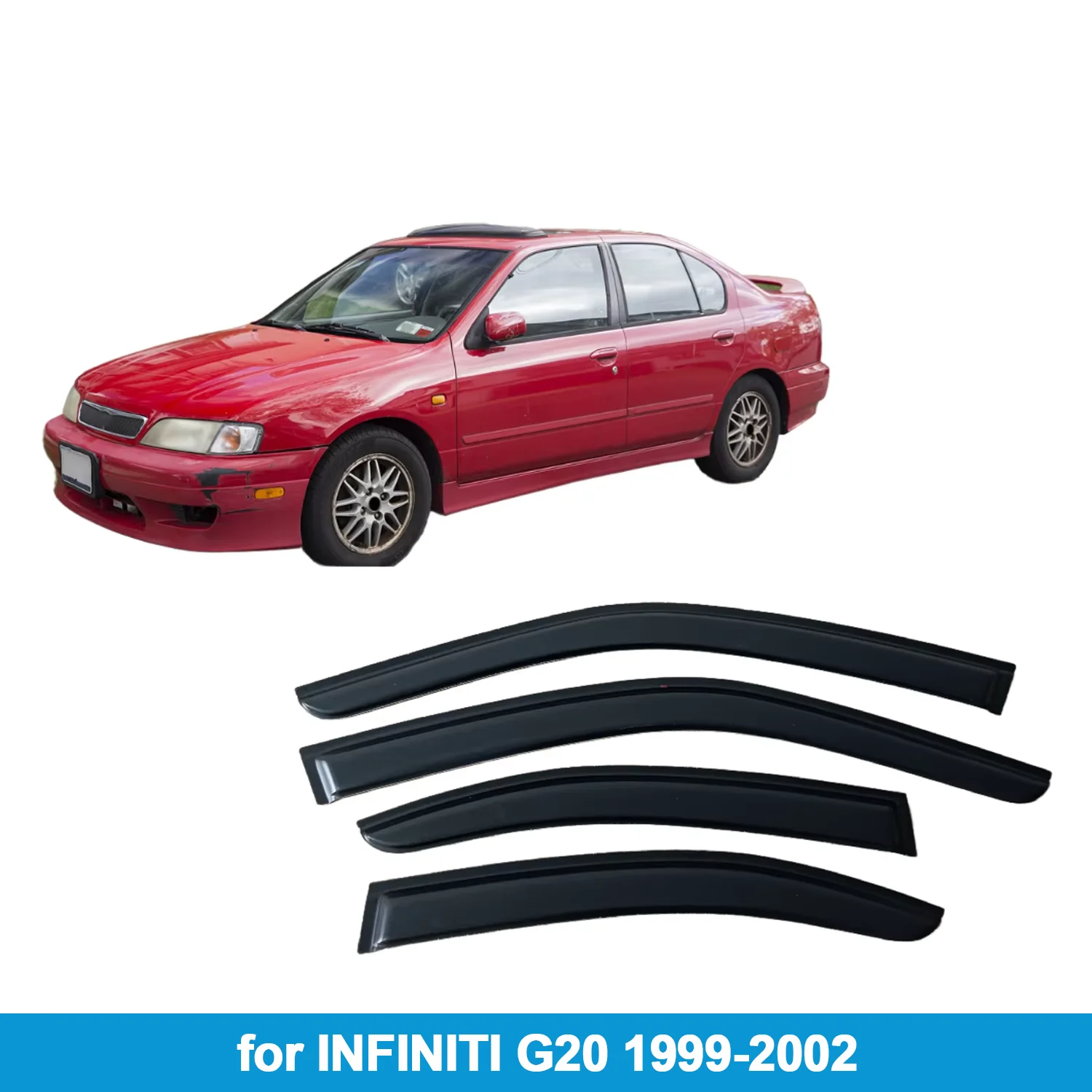 

Window Visor for INFINITI G20 1999-2002 Rain Guard Side Vent Deflector Weathershield Outside-Mount Tape On