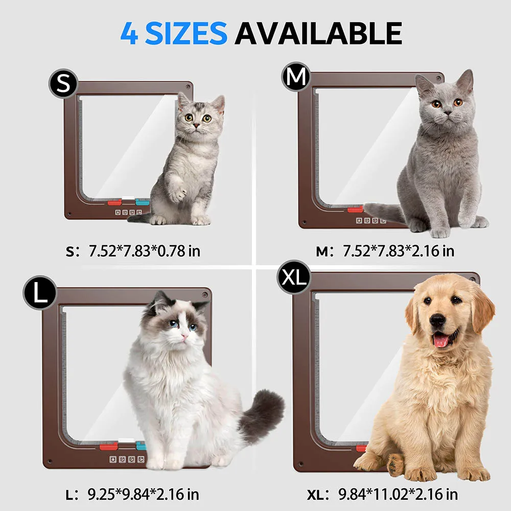 Cat Door Flap Extra Large 11x 9.8in 4 Way Locking Security Flap Door Weatherproof Pet Door Kit for Dog Cat Kitten Puppy Safety