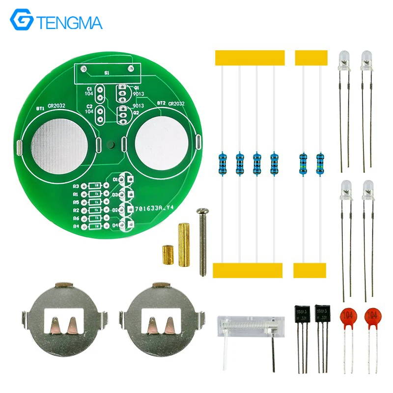 DIY zestawy elektroniczne żyroskop LED do lutowania DIY zestawy migające kolorowa płytka lutownicza do ćwiczeń zabawnych luźnych części