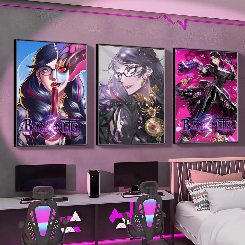 Game B-Bayonetta Poster Versatile HD Waterproof Wall Art Self-Adhesive Decor for Any Space Ideal Gift