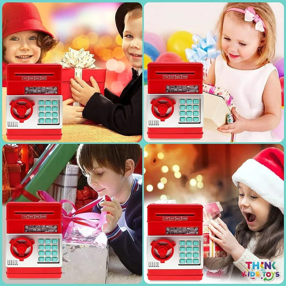 Electronic Piggy Bank Real Money Coin ATM Machine with Light & Music Large Saving Bank Safe Lock Box Kids Kawaii Christmas Gift