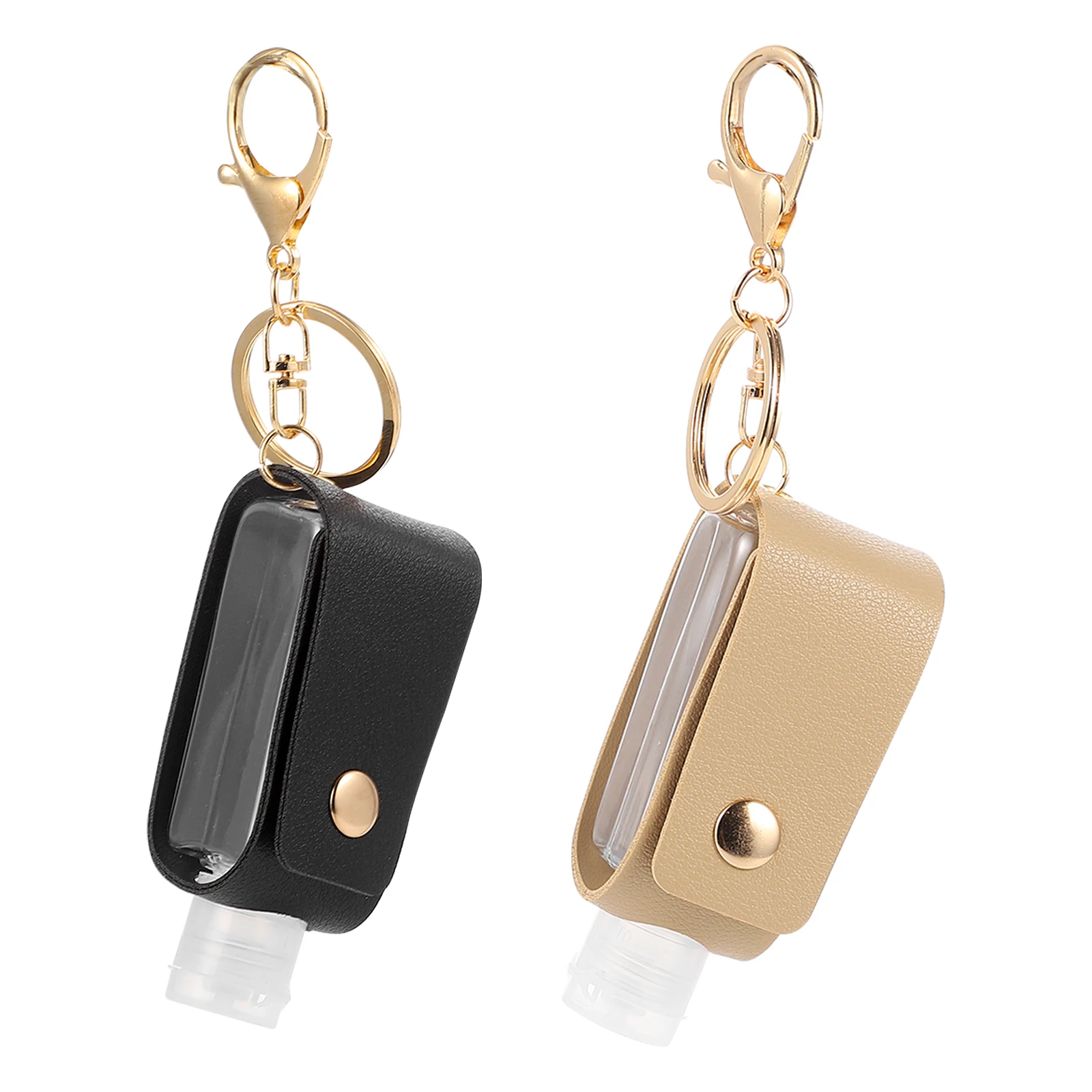 

2 Pcs Travel Hand Case Keychain Bottles with Dispenser Covers for Traveling Black