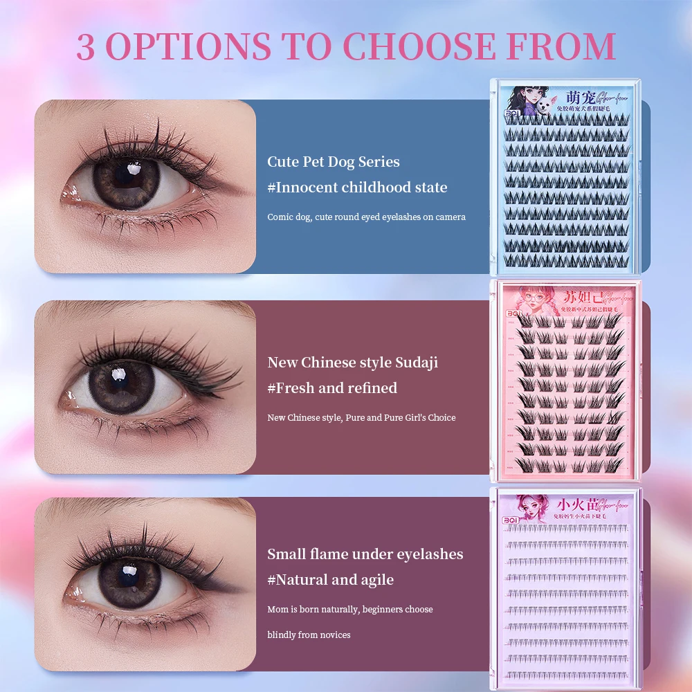 BQI 10-rzędowe naturalne sztuczne rzęsy bez kleju Wygodne narzędzie do makijażu, miękkie i wygodne noszenie dolnych rzęs