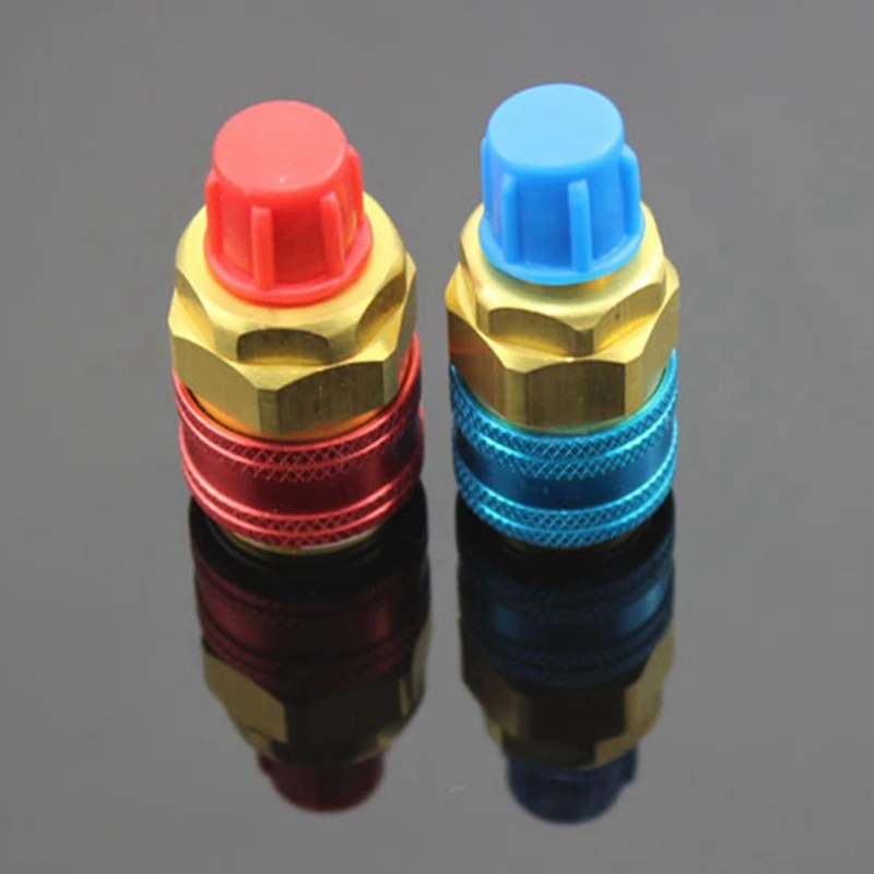 2PCS R134 H/L Quick Coupler Connector Brass Adapters Air Conditioning Refrigerant Charging Apdater Tool