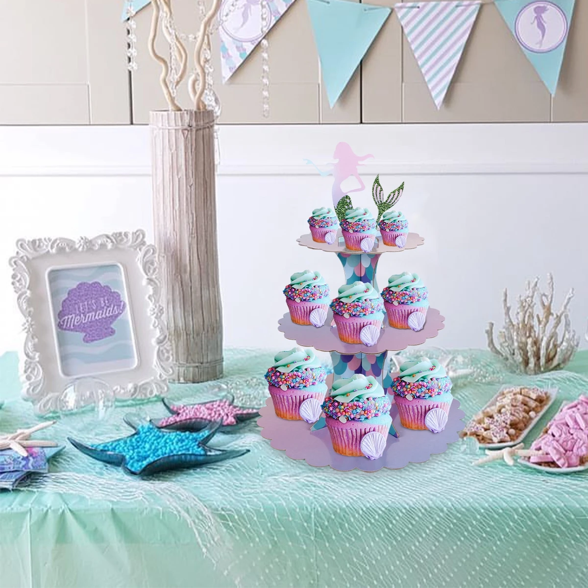 Mermaid Tail Cupcake Stand Under The Sea Little Mermaid Birthday Party Supplies Wedding Birthday Party Decor Kids Baby Shower