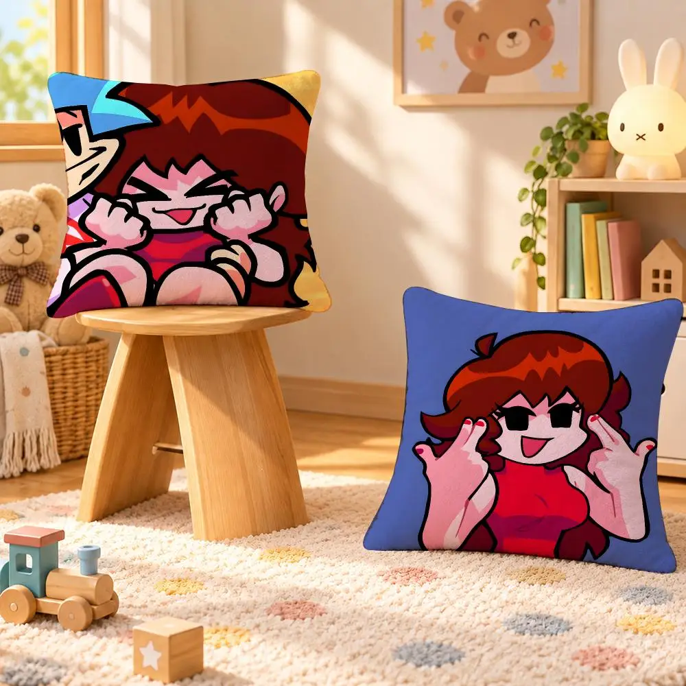 Game FNF Rhythm Indie Gamer Cushion Cover Personalized Soft Plush Pillow Living Room Home Sofa Bedroom Office Car Cushion