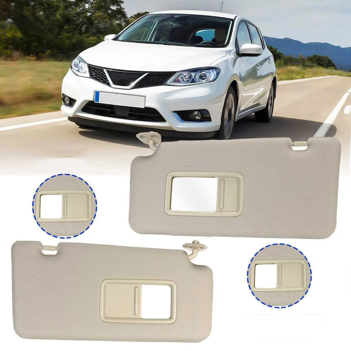 1 Pair Car Inner Sunvisor Shield Shade Board with Mirrors Mirror for Nissan Tiida 2005 2006 2007 2008 2009 2010