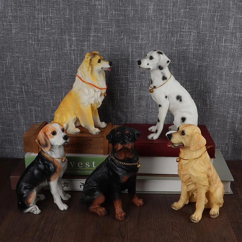 Simulation Labrador Golden Retriever Shiba Inu Sculpture Ornament Modern Home Decoration Accessories Schnauzer Resin Statue Gift