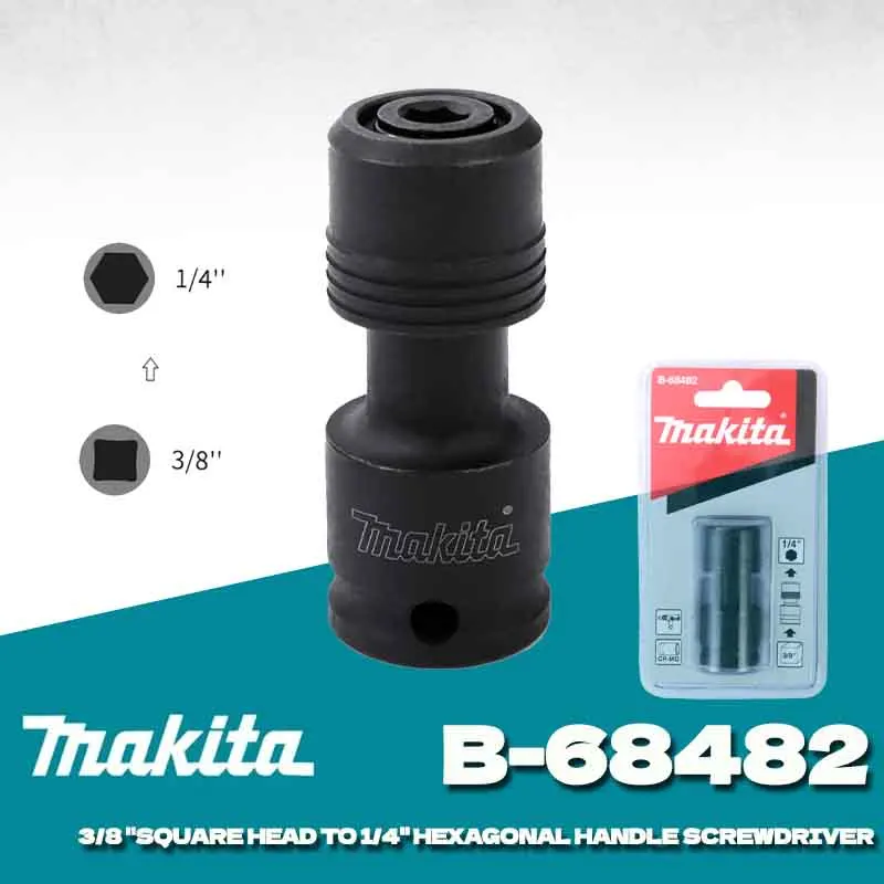 Makita B-68482 Impact Wrench Adapter 3/8 Inch Square Drive to 1/4 Inch Hex Shank Socket Convertor Drill Bit Connector
