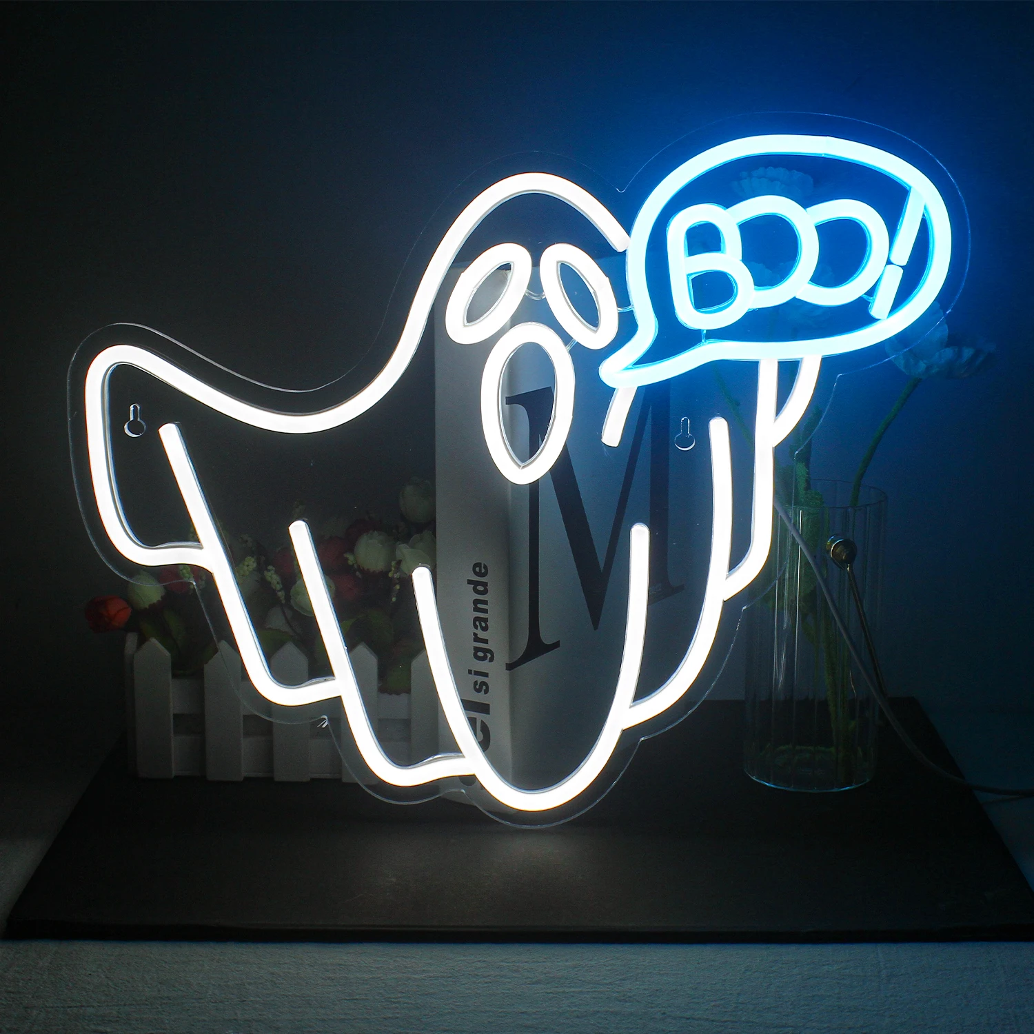 Imagem -05 - Scarey Ghost Neon Sign For Wall Decor Decoração de Halloween Spooky Boo Luzes Led Sala de Jogos Festa no Quarto Bar Art Signs Belo Presente