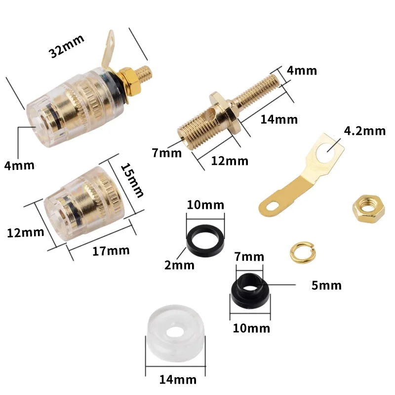 10PCS Banana Socket 4mm Wire Binding Post Copper Plug Power Amplifier Speaker Terminal Crystal Cable Adapter Jack Connector