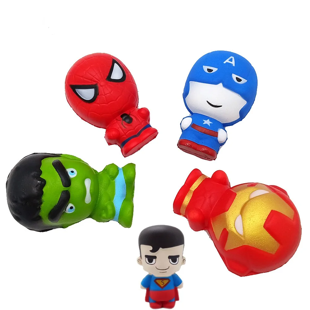 Marvel Squishy Kawaii Squishy Squish Spiderman Iron Man Hulk Frozen Princess Squishies Slow Rising Stress Relief Squeeze Pu Toys