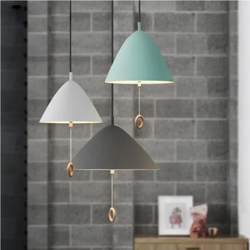 Nordic dining chandelier bedroom bedside children's room chandelier creative home aluminum makaron single head Chandelier