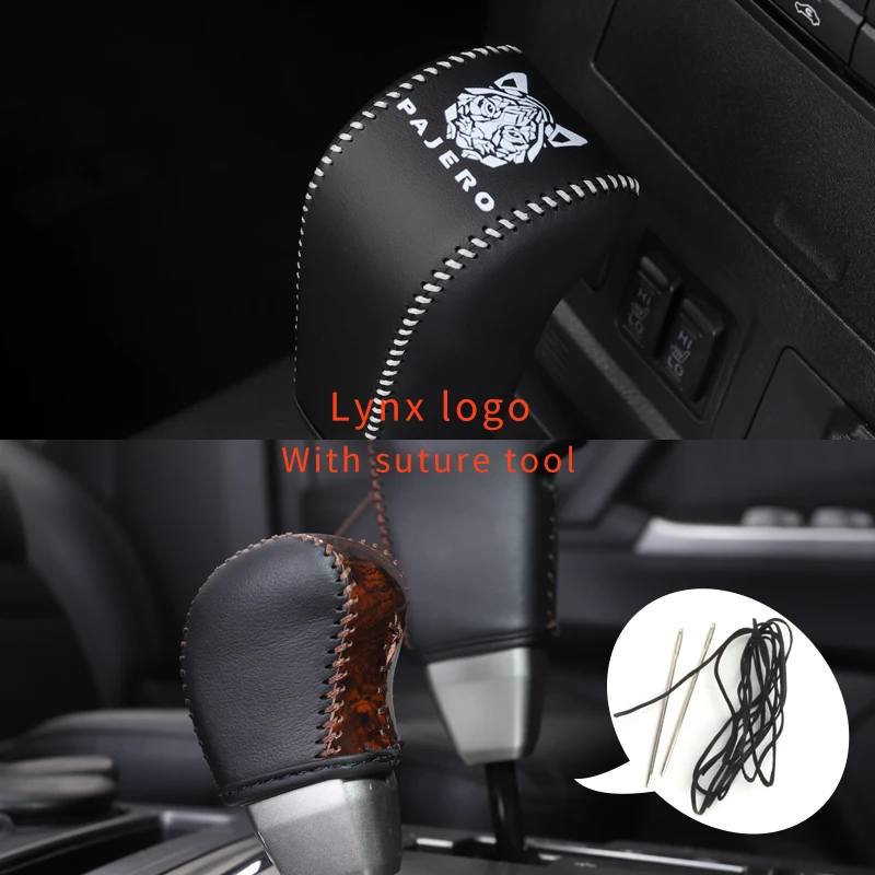 For Mitsubishi Pajero V97V93V98V95 Shift Knob Head Cover holster Decoration Accessories Hand Sewing Gear Handbrake Sleeve