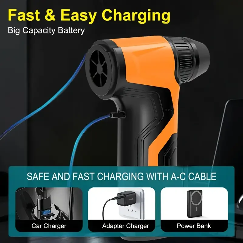 7800000RPH مروحة نفاثة توربو صغيرة منفضة هواء كهربائية قابلة للتعديل سرعة الرياح منفاخ عنيف قابل لإعادة الشحن مع ضوء تنظيف السيارة #5