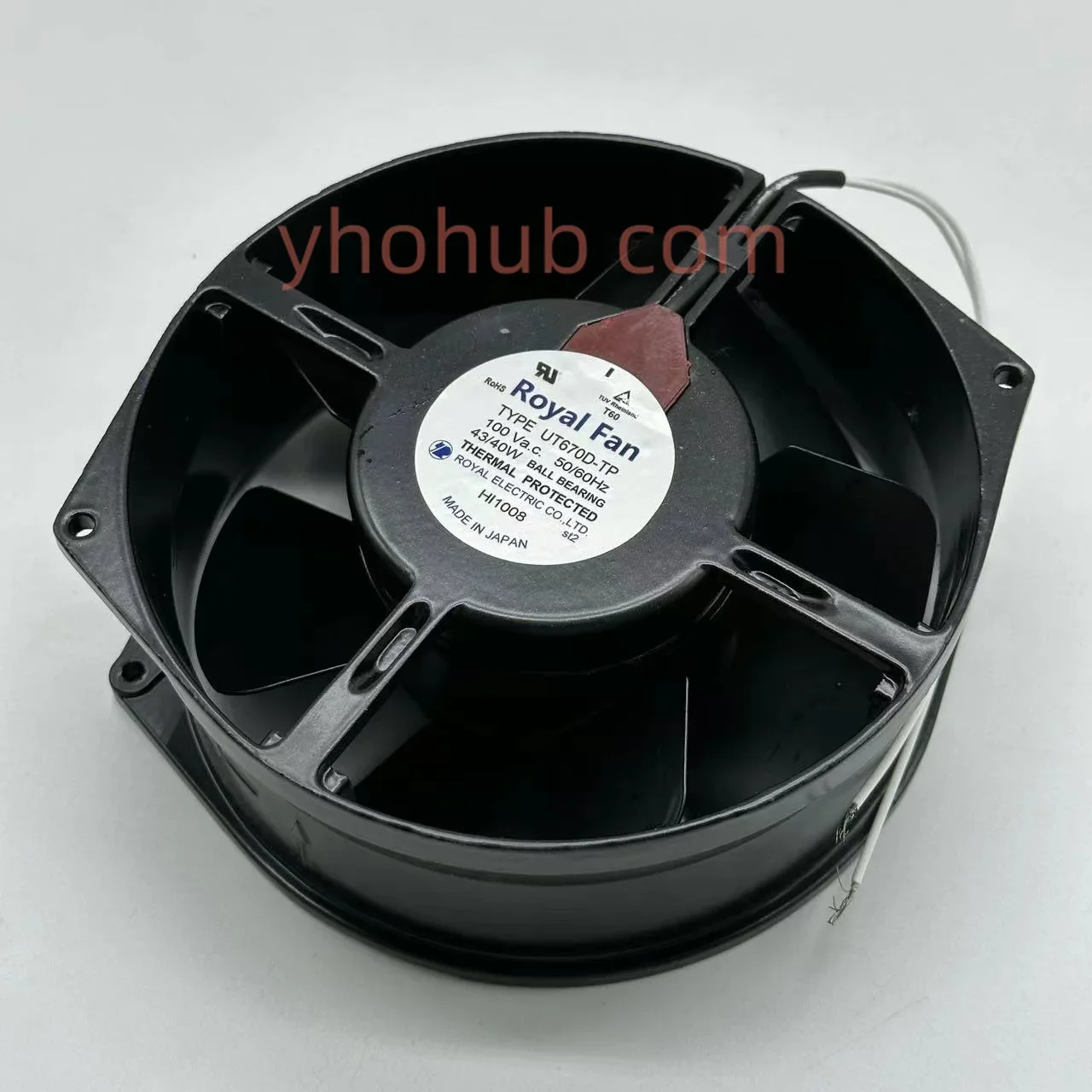 Ventilador Royal UT670D-TP AC 100V 43/40W Ventilador de resfriamento de servidor de 2 fios