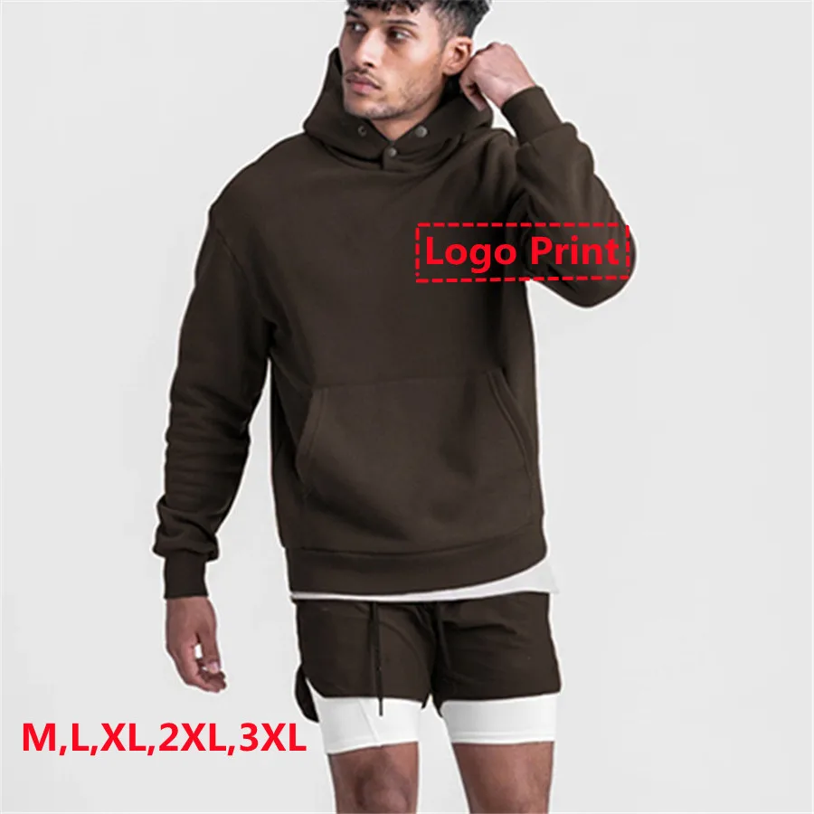 High Quality Men Casual Plush Customized Hoodies Cotton Exercise Sweaters Warm Hooded Pullover Sportswear Men's Clothing