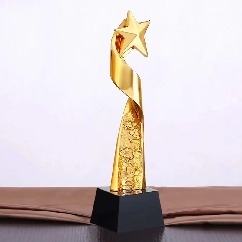 

Personalized Custom Crystal Obsidian Trophy Golden Pentagram Statue Competition Event Award Cup Souvenir Crystal Crafts