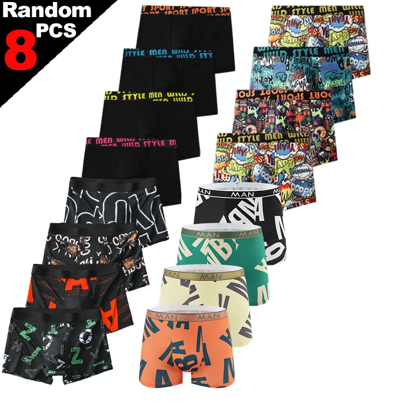 4/8 Pack Teen Boy Boxer Underwear Breathable Polyester Milk Silk Soft Comfortable Shorts for Teens