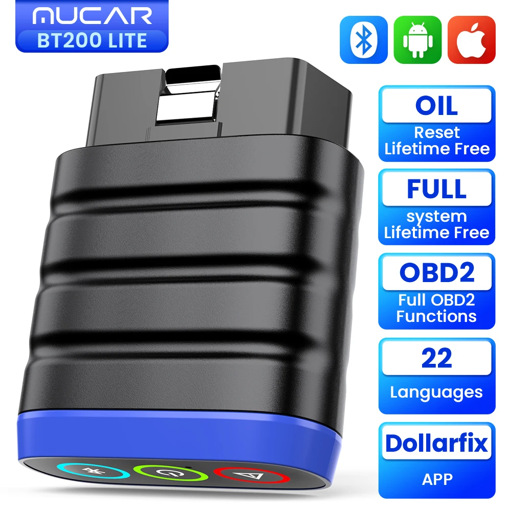 MUCAR BT200 Lite obd OBD2 Scanner All System Diagnosis Oil Reset Lifetime Free Scan Tool Full OBD2 Function for 120 Car Brands