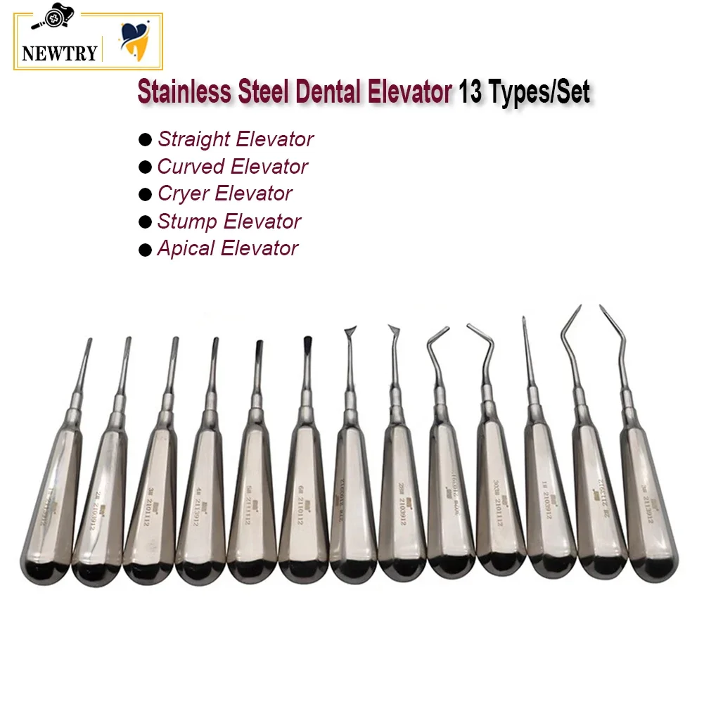 

Dental Elevator Tooth Extraction Forcep Straight Curved Cryer Apical Root Elevator Stainless Steel Crown Remover Spreader Drill