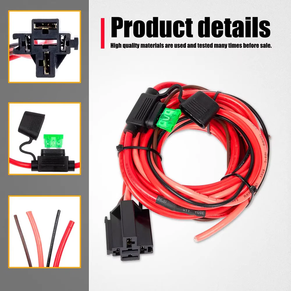 Pump Wiring Harness Kit Relay Bypass 40 AMP Waterproof Relay Switch Kit Heavy Duty Long Wires Universal Fit 12V System P/N 30247