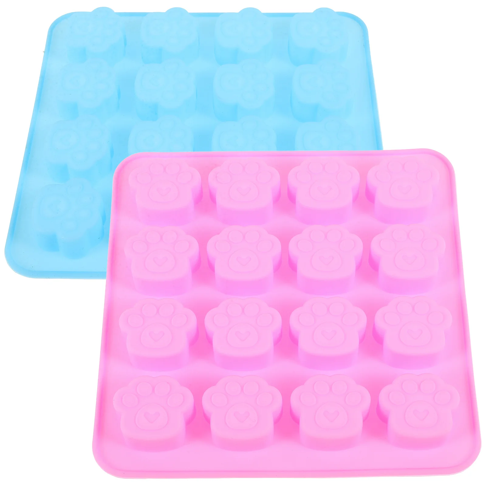 

2pcs Paw Shape Silicone Mold For Chocolate Candy Baking Soap Making Diy Dessert Pudding Ice Cube Reusable Non-Stick Flexible