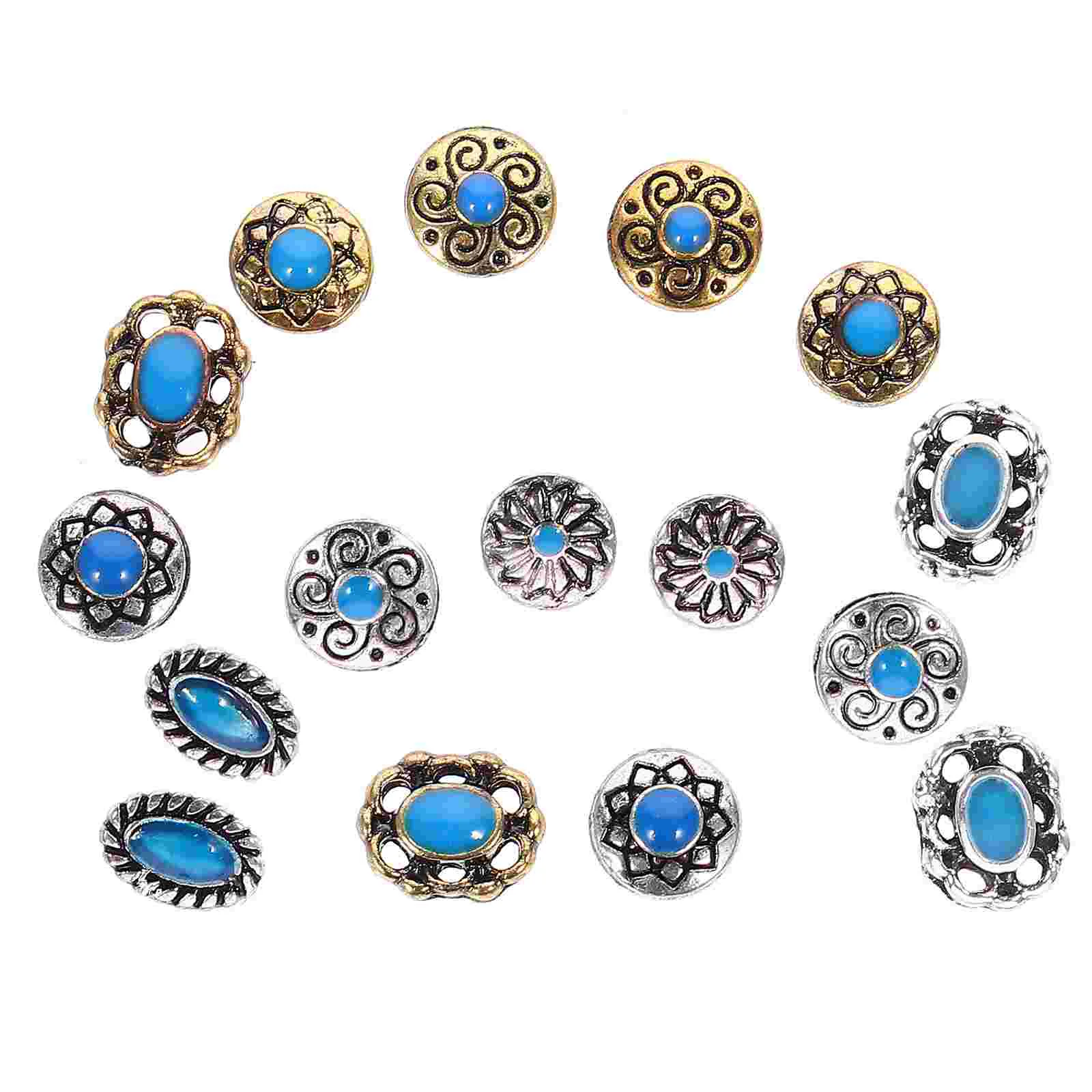

16pcs Retro Turquoise Crackled Nail Charms for Gel Acrylic Pattern Manicure Decoration Nail Supplies