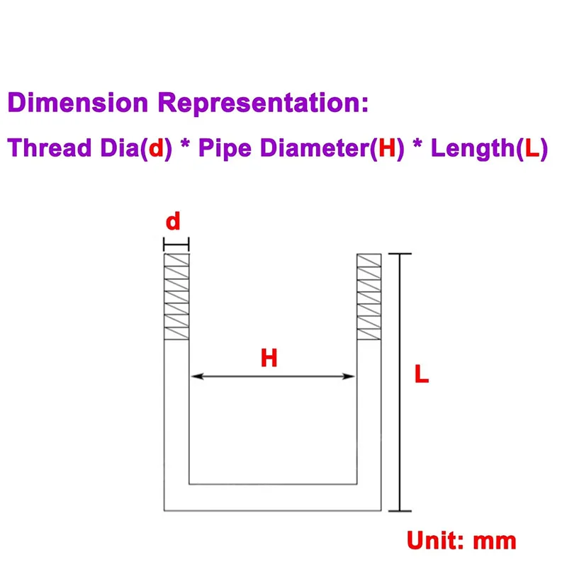 1/2Pcs M6 M8 M10 304 Stainless Steel U-Shaped Screw/Right Angle U-Shaped Square Clamp/Square Clamp Pipe Clamp Fixing Clamp Bolt